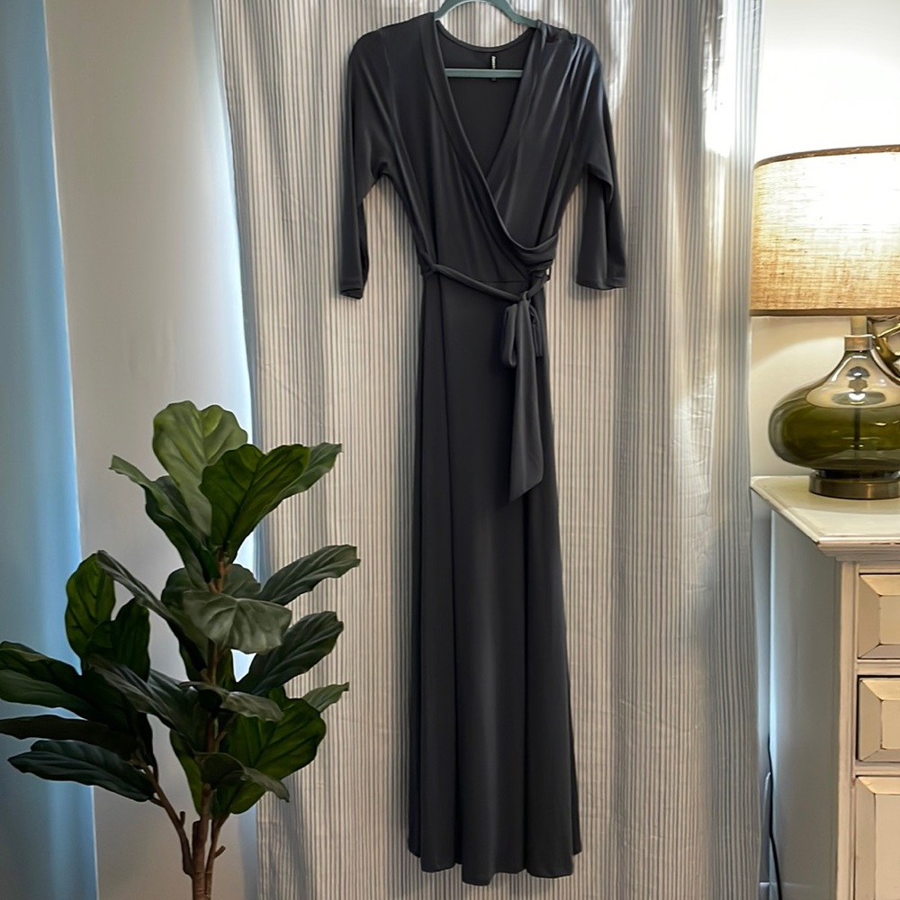 Gray wrap dress